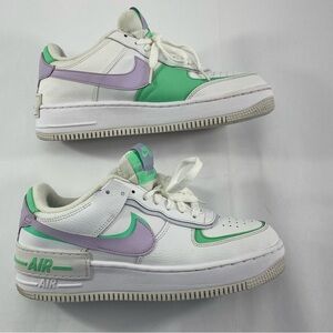 NIKE AIR FORCE 1 #CU8591-103 Shadow White Green Purple Sneakers Women’s 9.5